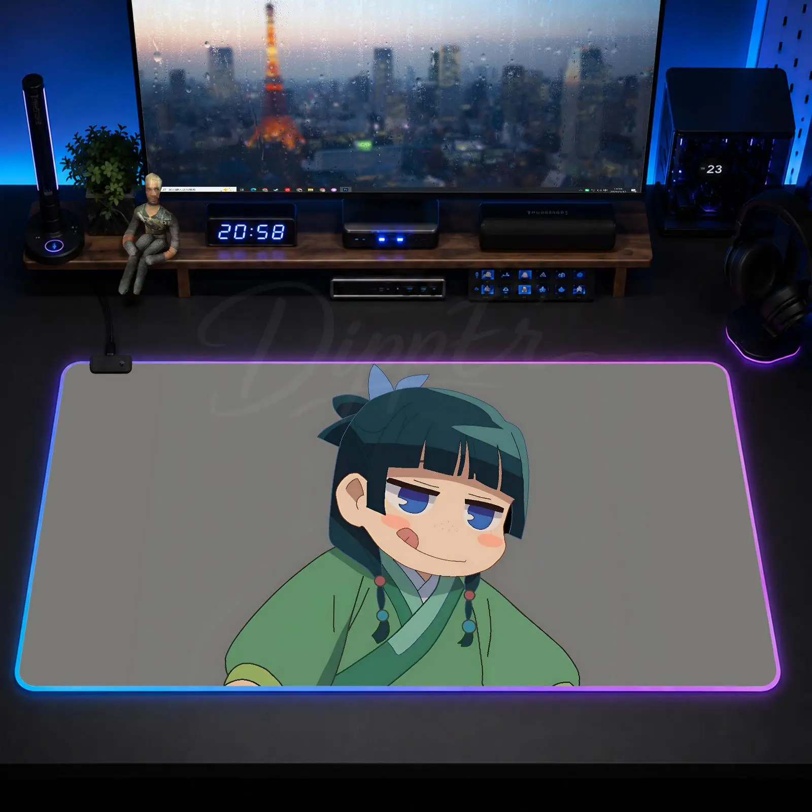 Anime the Apothecary Diaries Mouse Pad Large Size LED Glowing Table Pad XXL Gaming Non-slip Rubber Mat With Backlight