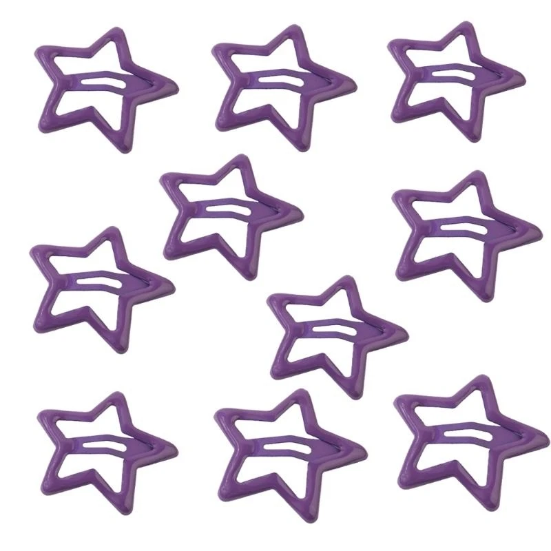 652F 10pieces Color Hair Clip for Hot Girls Alloy Star Hair Barrettes Ponytail Bangs Hair Clip for Teens Girls