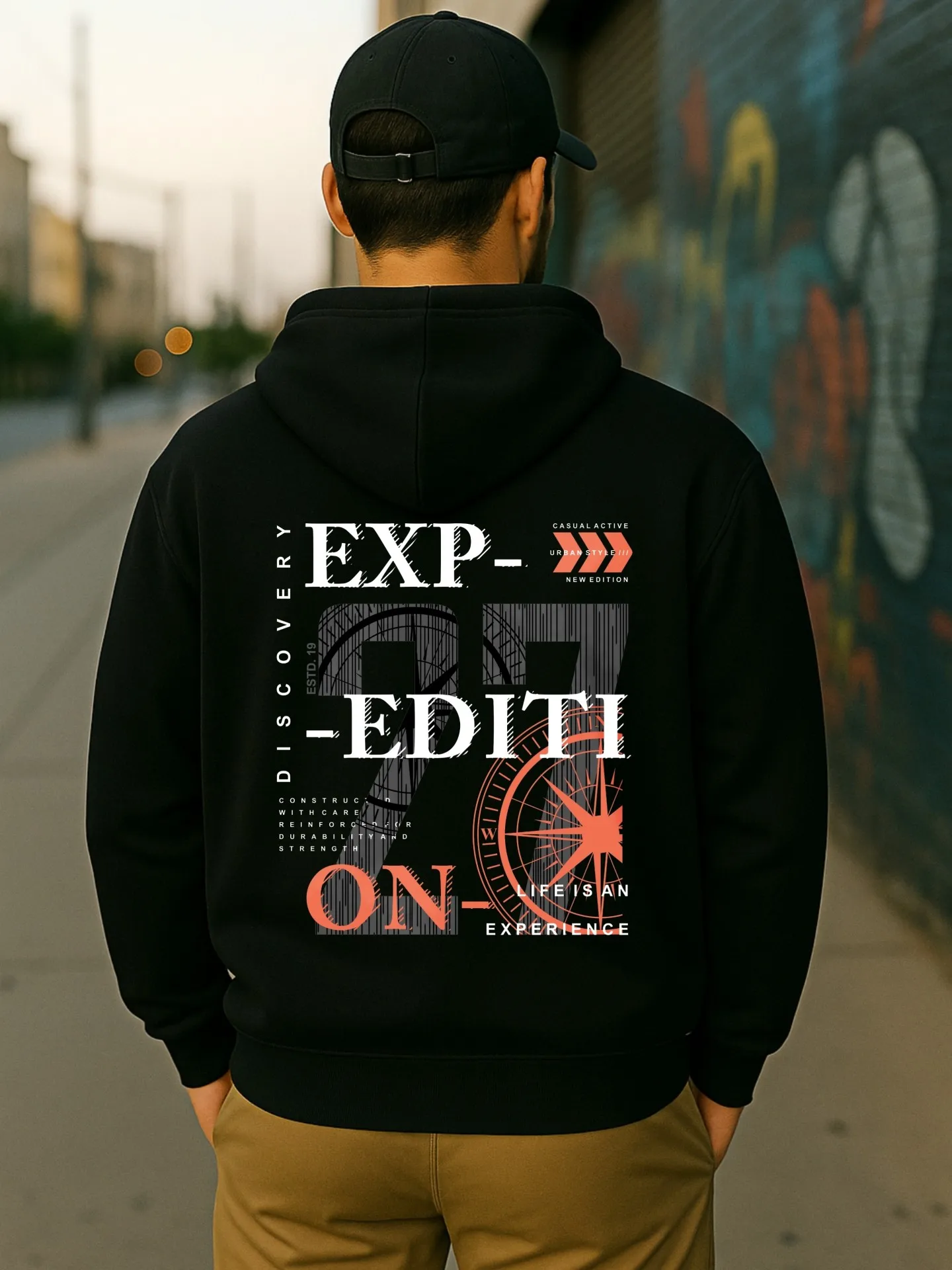 هوديي جرافيك للرجال، حرف - بلوفر بغطاء للرأس مطبوع، نمط ملابس الشارع، مزيج القطن، للارتداء اليومي، للشباب #2