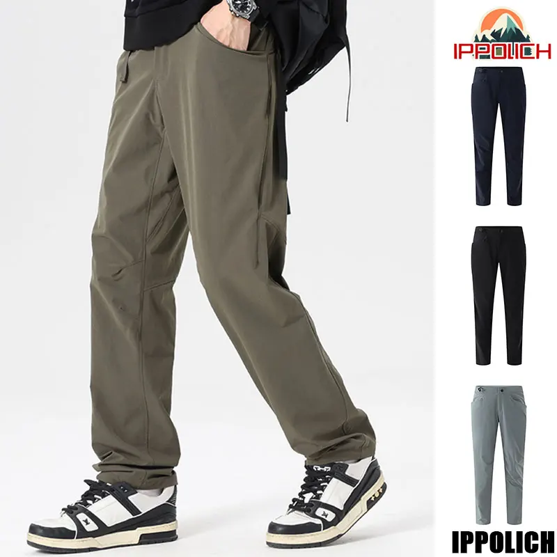 

Spring Men Zipper Pockets Pant Outdoor Fishing Pants Waterproof Breathable Travel Pants Adjustable Belt Hiking Climbing Pant