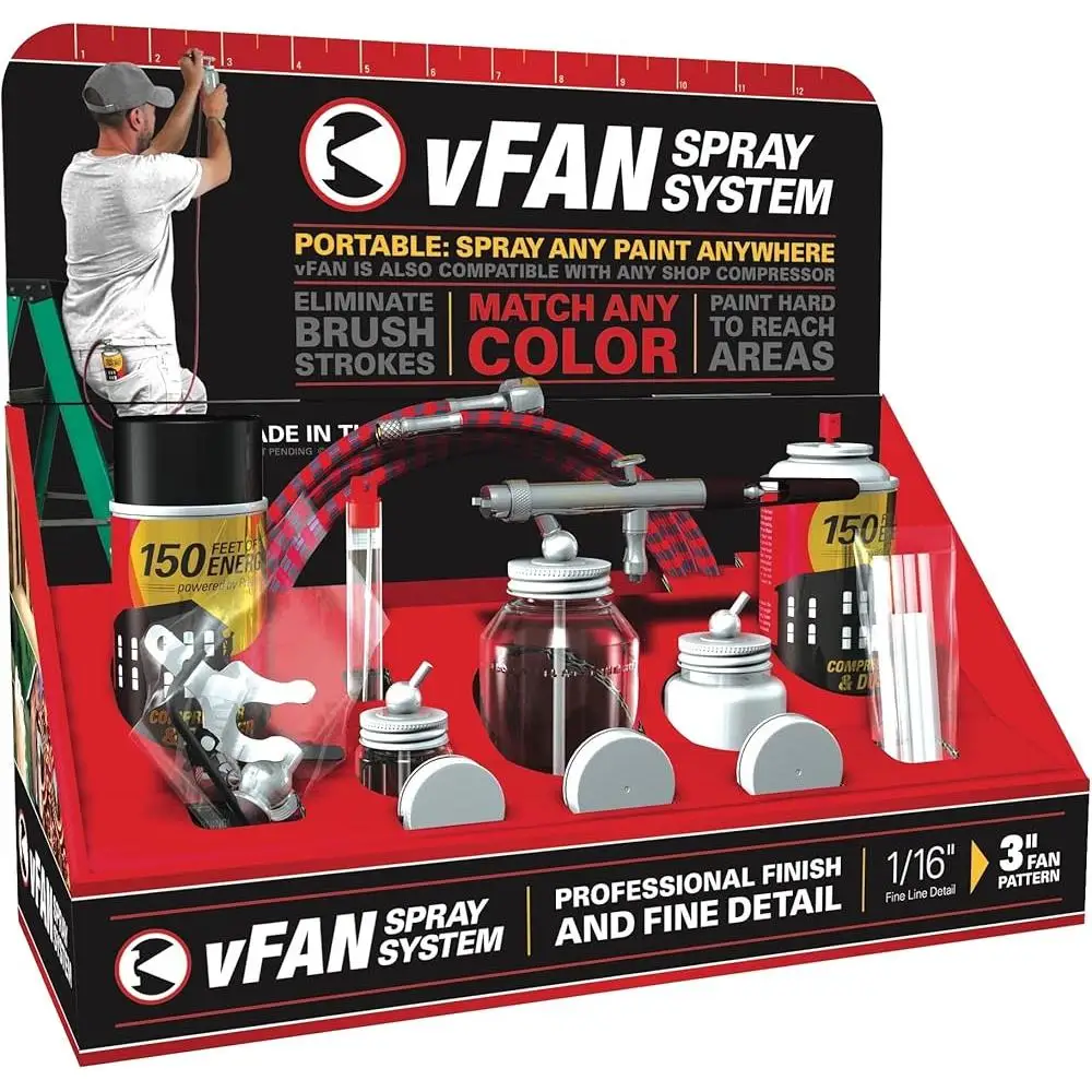 HVLP V-Fan Spray System Paint Sprayer Kit with Airbrush 150ft Hose Pressure Regulator Spray Needles and Accessories Gel Clear