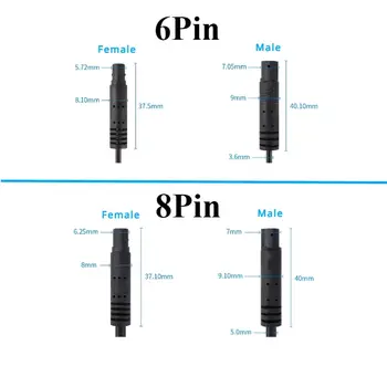 4pinový/5pinový/6pinový/8pinový prodlužovací kabel pro auto DVR kameru 1m/2m/3m samec-samice pro kabel couvací kamery do auta 8 nejlepší prodej Kabel pro zadní kameru, 8 pinů - №1