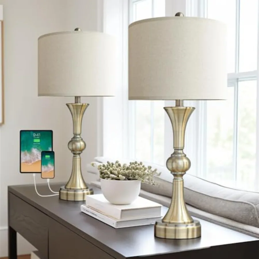 

28" Table Lamps for Living Room Set of 2, Bedside Lamps for Night Stands Bedroom Lamps Farmhouse Lamp End Table Bed Side Lamp w