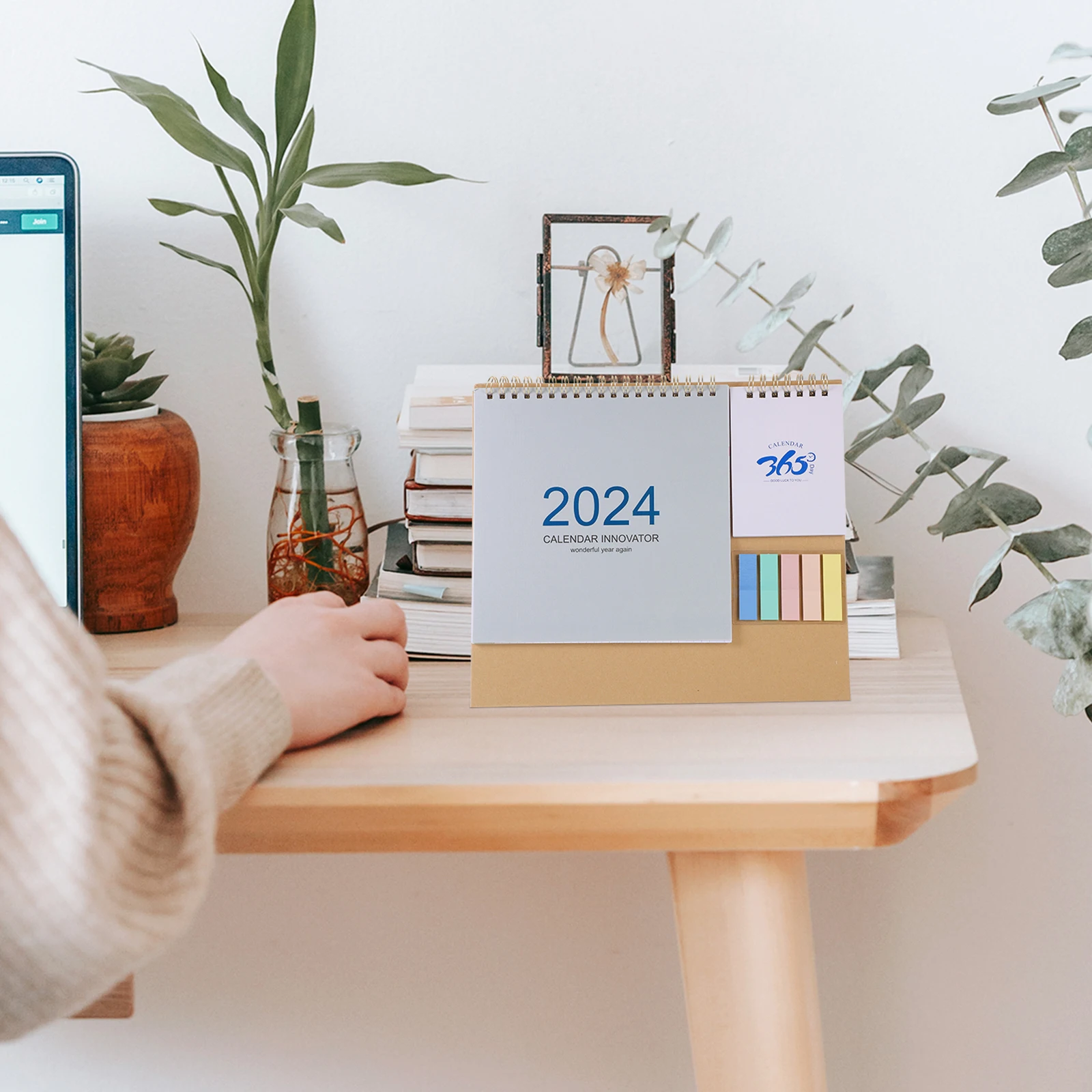 

2024 Business Desk Pink Calendar 2024 Desk Calendar Yellow Frame St Flip Memo Office Decor Table