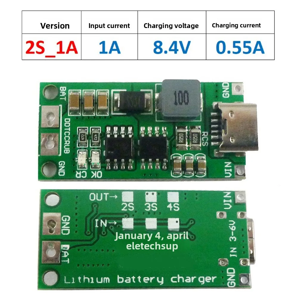 Multi-Zellen 2S 3S 4S Typ-C auf 8,4V 12,6V 16,8V Step-Up-Boost-LiPo-Polymer-Li-Ion-Ladegerät für 7,4V 11,1V 14,8V 18650 Lithium-Akkus – Detail 1