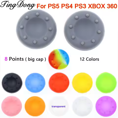 20-50pcs 8-Point Big Cap Non-slip Silicone Joystick Thumb Stick Grip Caps For PS5,PS4,PS3,XBOX 360 Game Controller Accessory