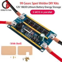 99 Gears Spot Welder DIY Kits 12V 18650 Lithium Battery Energy Storage 5 MOS Transistors Spot Welding Control Board Nickel Sheet