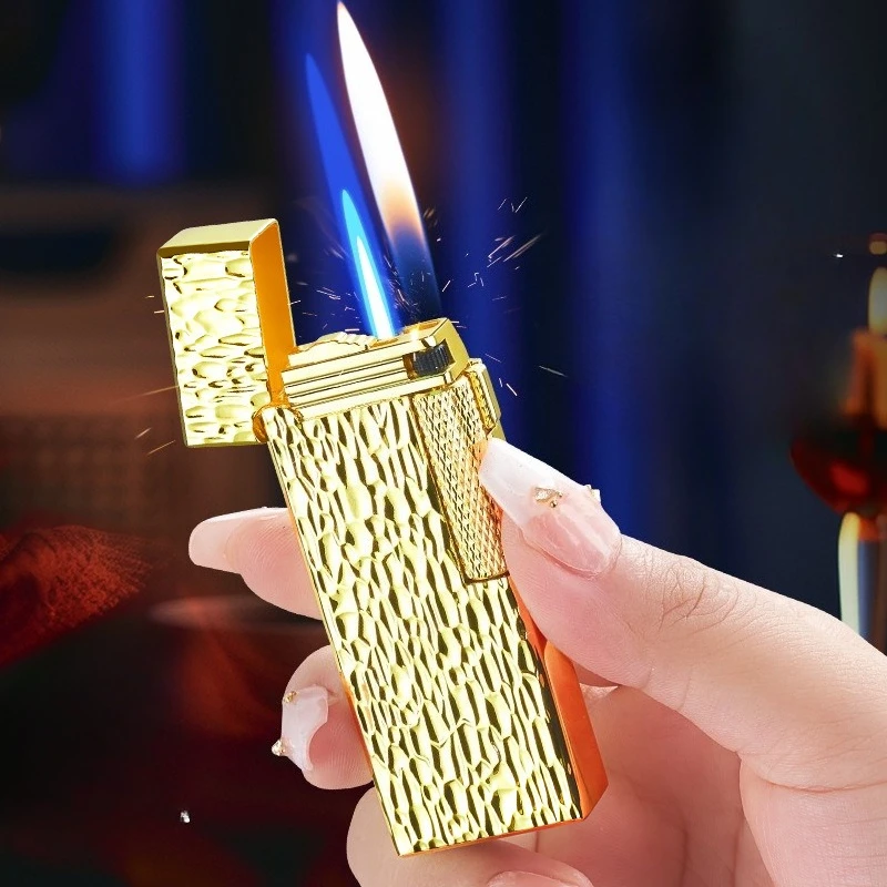 

new Creative Crater Style Gas Lighter Double Flame Switch Men and Women Business Boutique Gifts Grinding Wheel Lighter Vintage