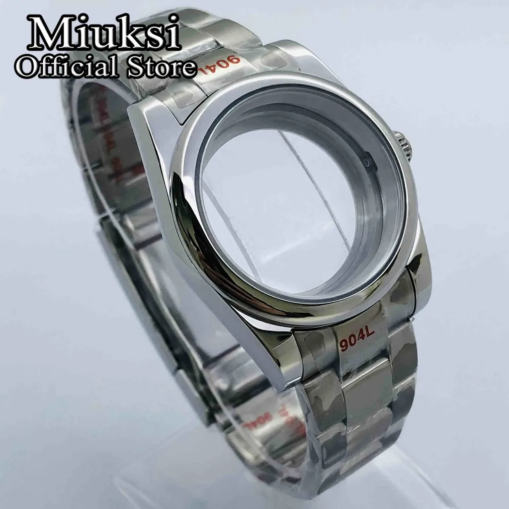 Miuksi 36mm/39mm silver watch case sapphire glass fit NH35 NH36 ETA2824 2836 Mingzhu DG2813 3804 Miyota8215 PT5000 movement