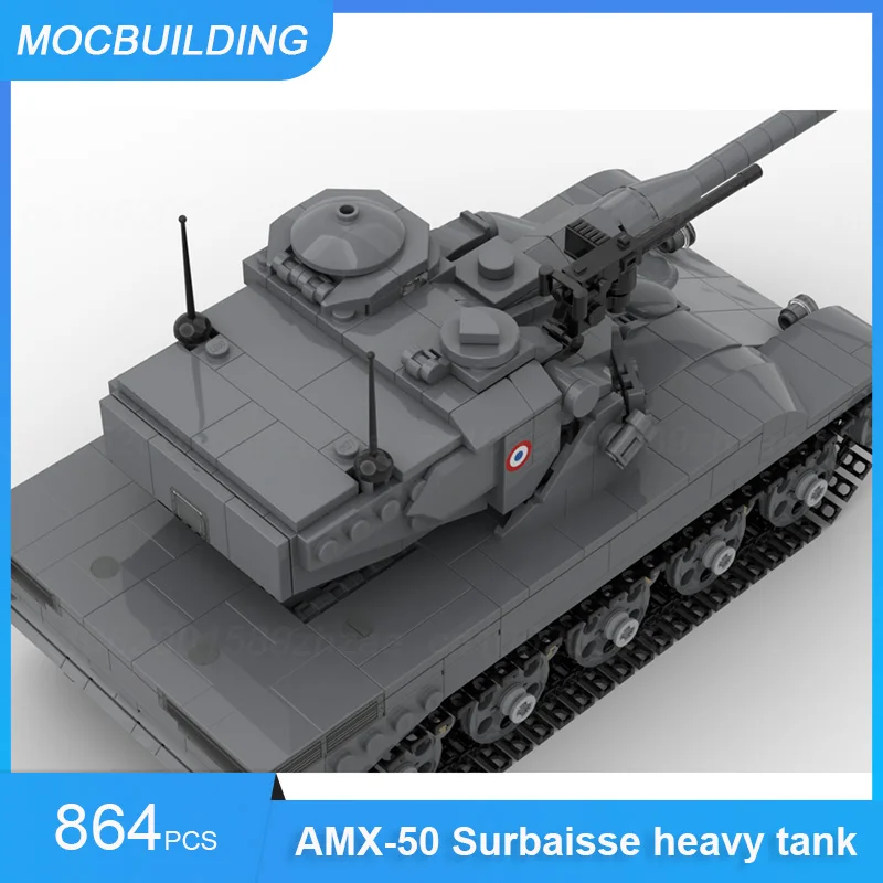 MOC Building Blocks AMX-50 Surbaisse Heavy Tank Model DIY Assemble Bricks Military Collection Display Xmas Toys Gifts 864PCS