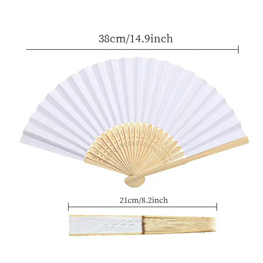50 Pieces of Personalized Fan Wedding DIY Foldableing Bamboo Paper Adult Fan Kidsren's Calligraphy Painting Practical White Foldableing Fan Wedding Gift, with Gift Bag