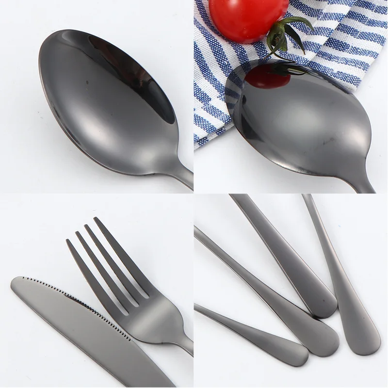 16Pcs Stainless Steel Cutlery Set Knife Fork Spoons Dinnerware Set Gold Matte Tableware Western Flatware Kitchen Silverware Set