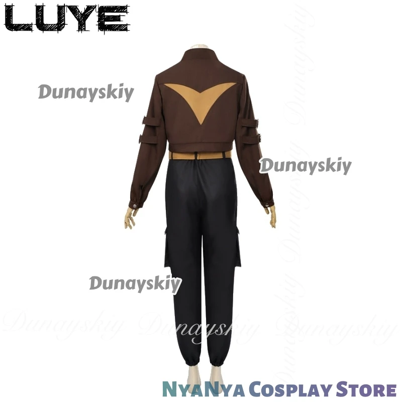 A lenda de Hei II Anime Luye ssiIrmã sênior de Hei com a jaqueta marrom com a trança torcida ssiTraje todo em conjunto