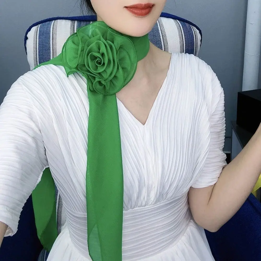 

Fashion Flower Chiffon Scarf Versatile Elegant Floral Scarf Shawl Detachable Neckerchief Women
