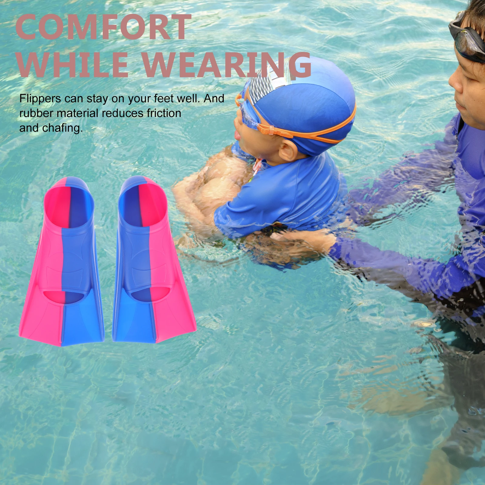 

Swimming Training Fins Rubber Comfortable Lightweight Flippers for Kids Swim Workout Snorkeling Diving Water Sports