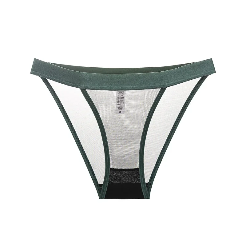 Culotte en maille transparente pour femmes, Lingerie en dentelle de gaze, couleur unie, douce