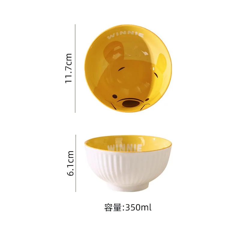 Hot Selling Winnie The Pooh Cute Cartoon Round Ceramic Bowl for Home Restaurant Boys and Girls Eating and Drinking Soup Bowl