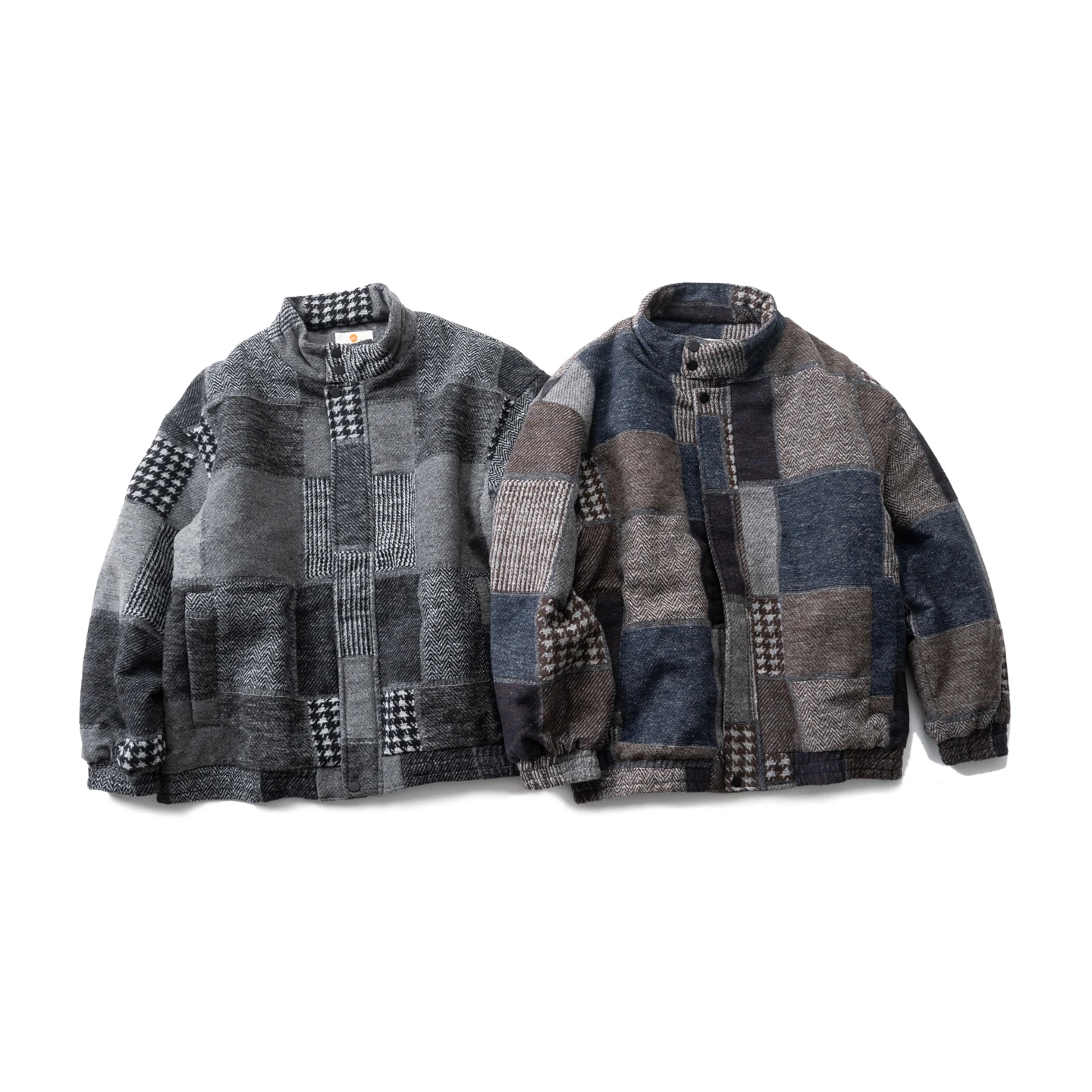 Retro Patchwork Style Stand Up Collar Cotton Jacket Men's Thick Loose Cotton Coat Winter New Japanese Men's Clothing