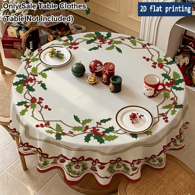 1 green floral wreath Christmas round tablecloth, send a Christmas home decoration, seasonal decorations