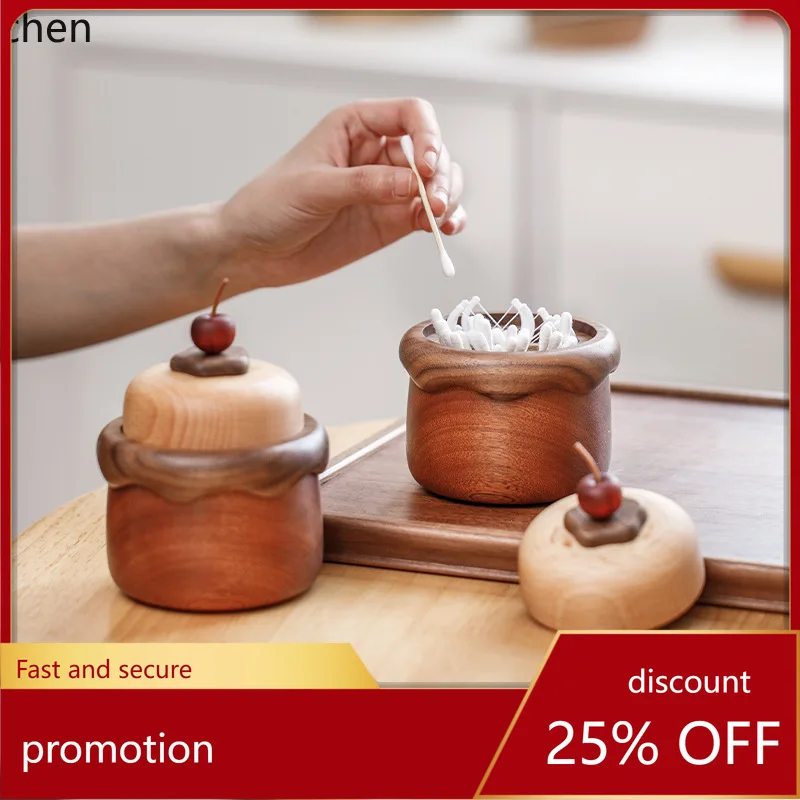 CZ Toothpick and Floss Box Creative Solid Wood Toothpick and Cotton Swab Holder Home Living Room Creative Desktop Decoration