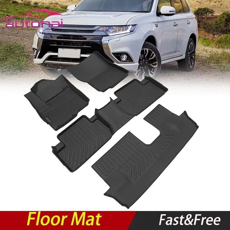 Car Floor Mats 2014-2021 MITSUBISHI Outlander Black All-Weather TPE Rubber United States