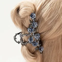 1pcs Fashion Thorn Rose Decoration Hair Claw Clip Gothic Punk Metal Headpiece adatto per l'uso quotidiano delle donne