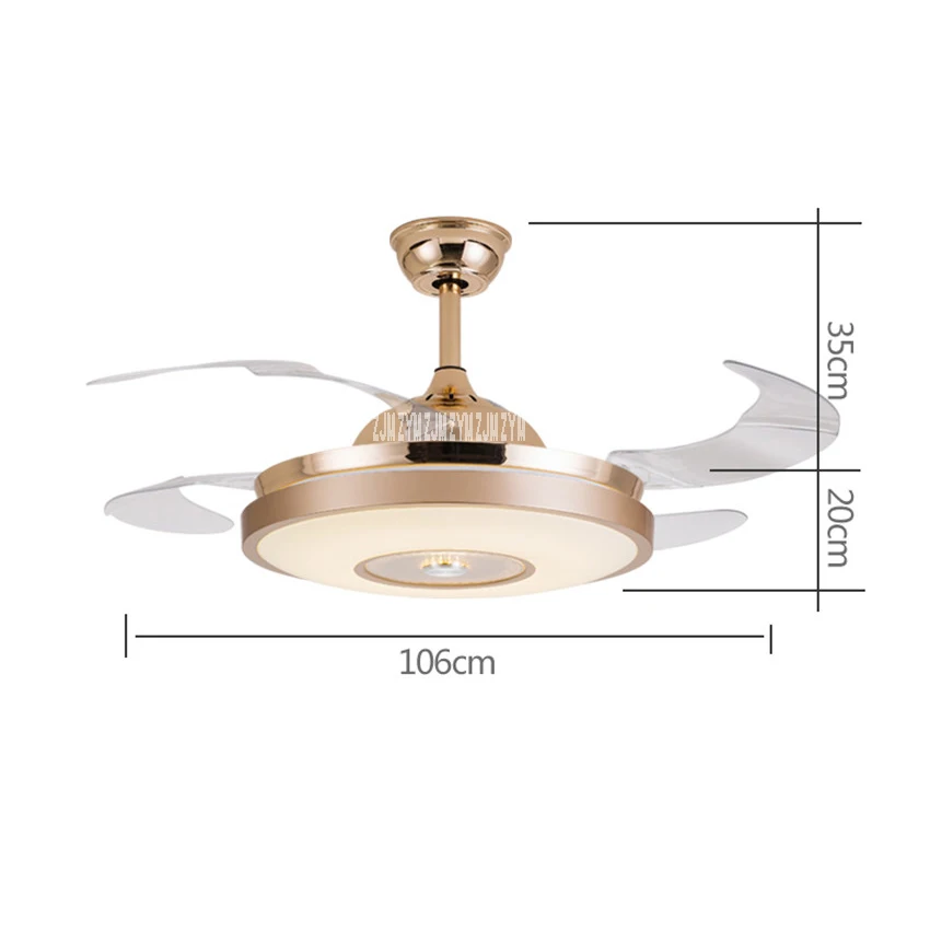 Ventilador Invisible moderno de 42 pulgadas, lámpara de techo Led de hoja acrílica, 110v-220v, Control remoto inalámbrico, 42-YX0098