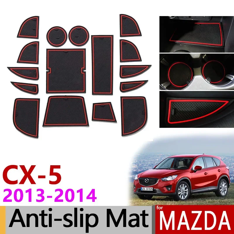 Anti-Slip Gate Slot Mat Rubber Coaster for Mazda CX-5 2013 2014 pre-facelift CX5 CX 5 KE Interior Trim Accessories Car Stickers