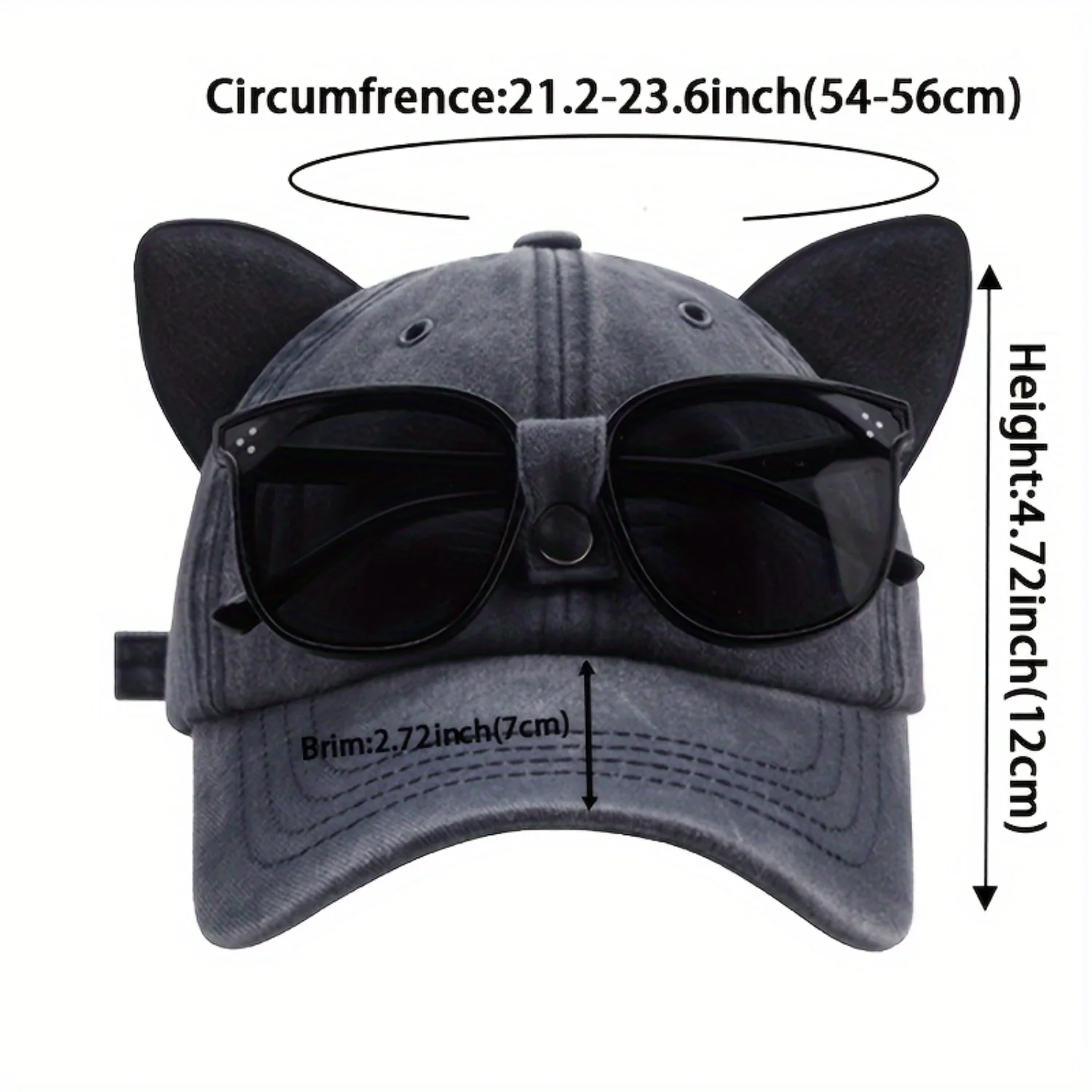 

Cat ear baseball animal with sunglasses washed old baseball duck tongue - lightweight dad with sun protection - adjustable