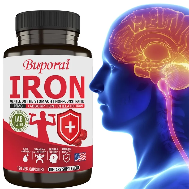 

Iron Supplements - Boosts Energy, Focus, and Immune Function, Supporting Red Blood Cells, Improve Immunity, Non-GMO
