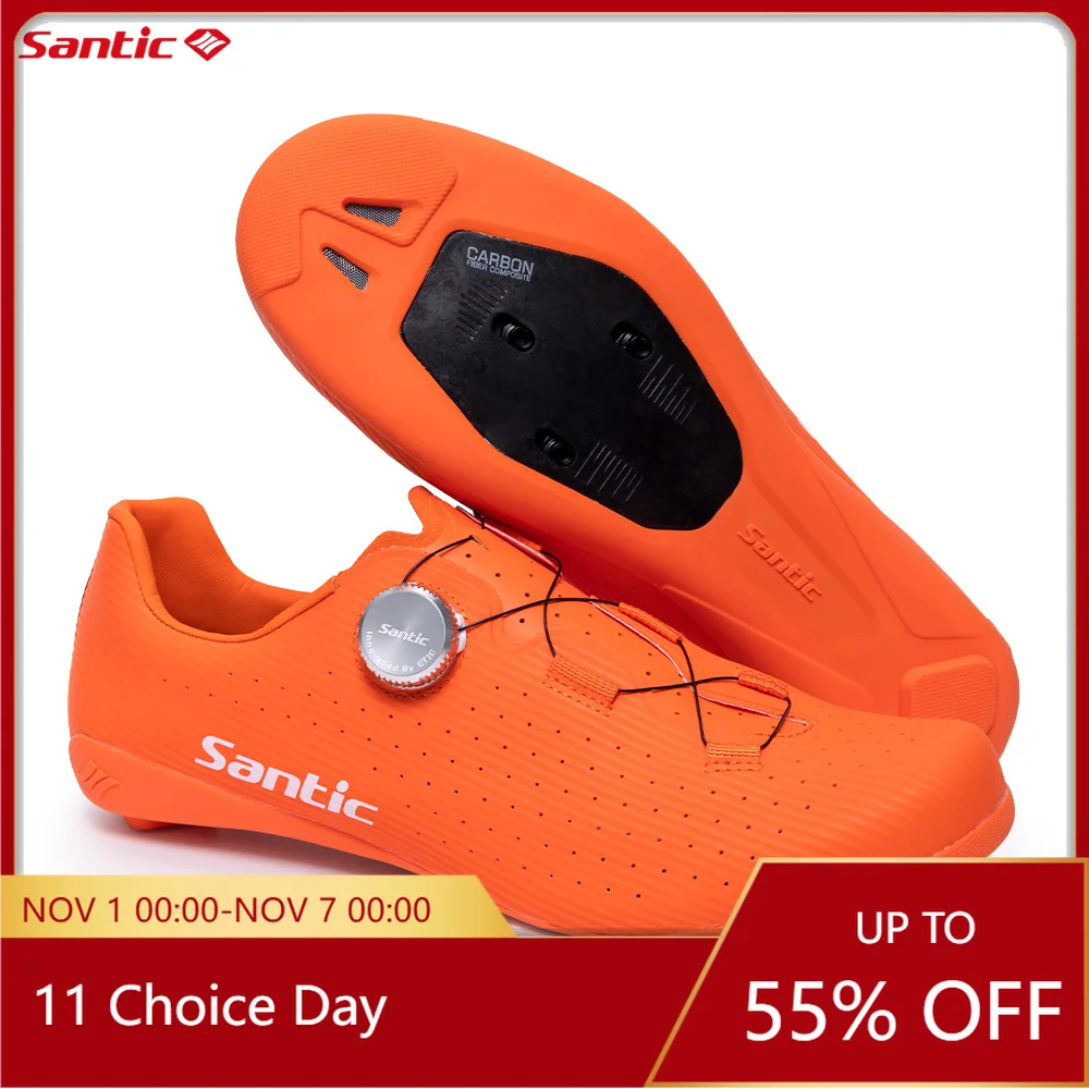 Santic Carbon Fiber Road Bike Shoes Professional Cycling for Men Racing SPD Cleats Road Cycling Lock Shoes WZS24043
