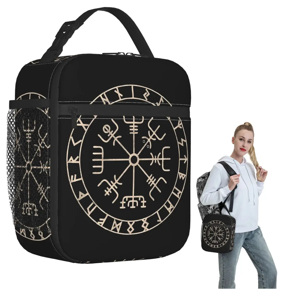 Runic Viking Compass Vegvisir Celtic Insulated Lunch Bag for Women Kids Leakproof Food Boxes Thermal Lunch Box Tote
