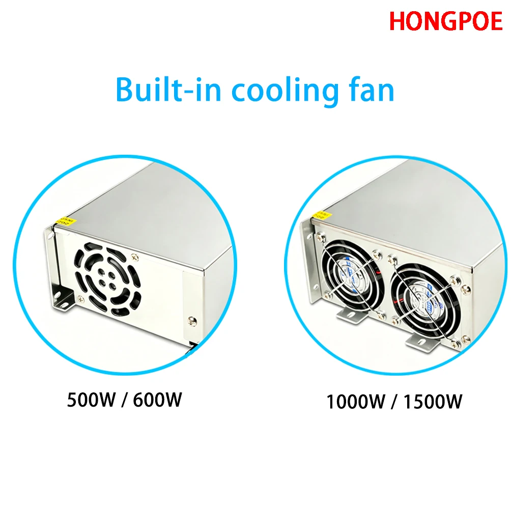 CE High Power Digital Display 500/600/1000/1500W SMPS Output 0-200VDC Voltage 0-100%,Current 10-100% Adjustable  for LED CCTV TV