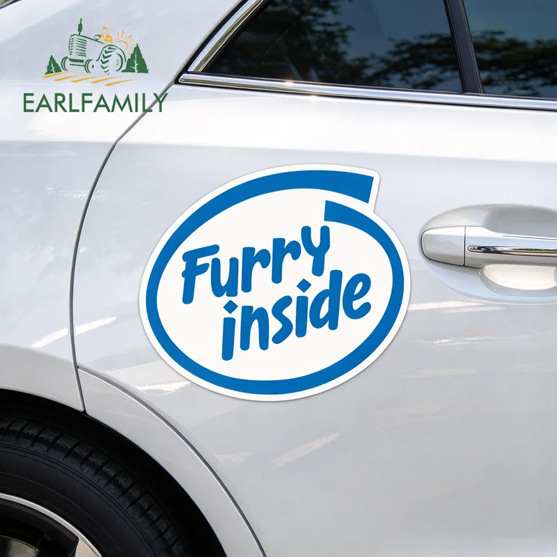 EARLFAMILY Funny Furry Inside Logo Car Sticker Attractive Design Bumper Skateboard Decals Cool Waterproof Motorcycle Decoration