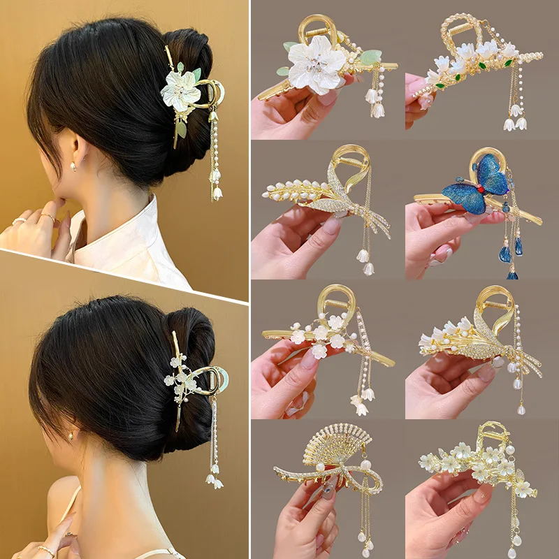 

Ladies Premium Sense ins Alloy Disc Hair Grab Clip Back of Head Shark Clip Large Hairpin