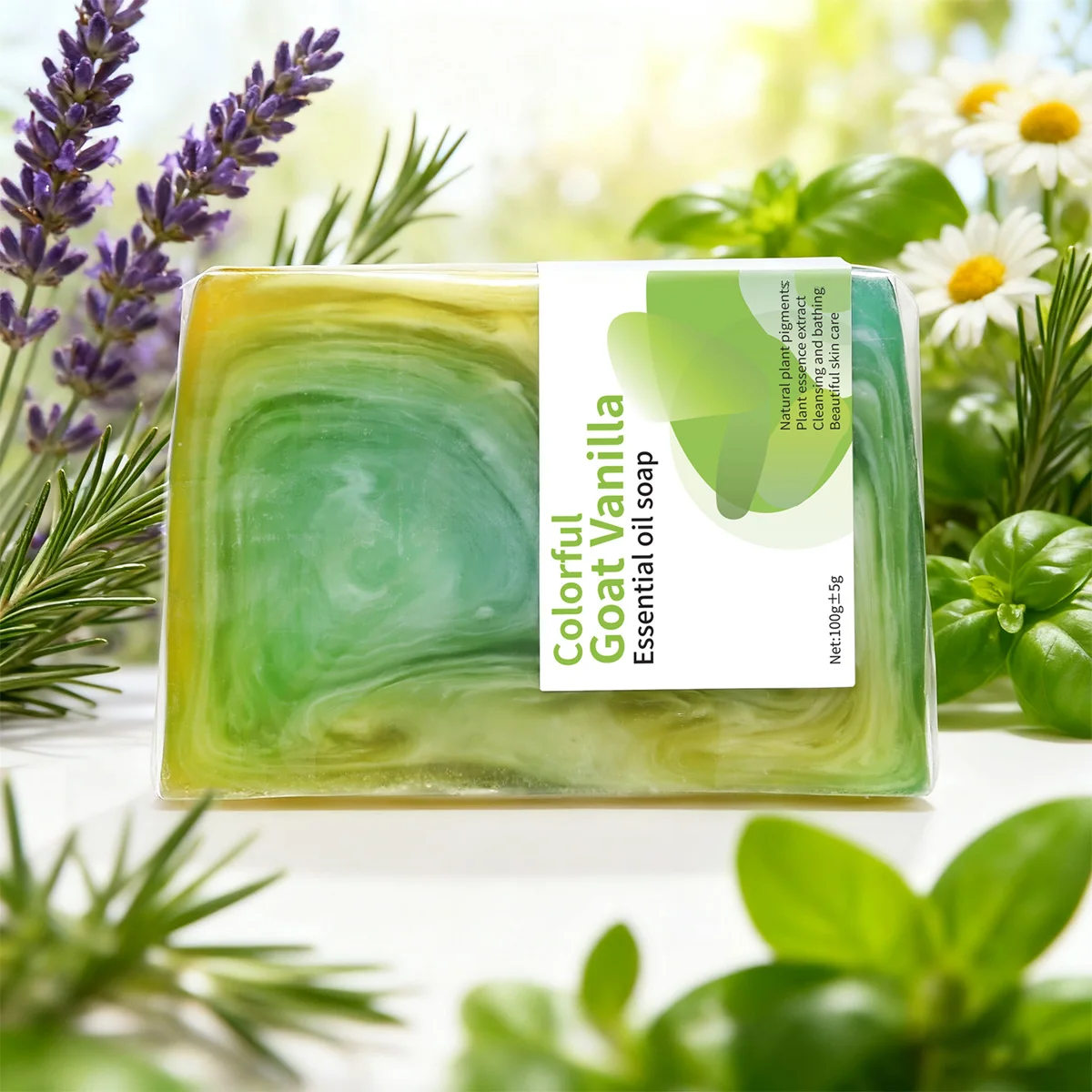 

100g Colorful Vanilla Herbal Essential Oil Soap Moisturizing, Whitening, Nourishing Skin Cleansing Soap