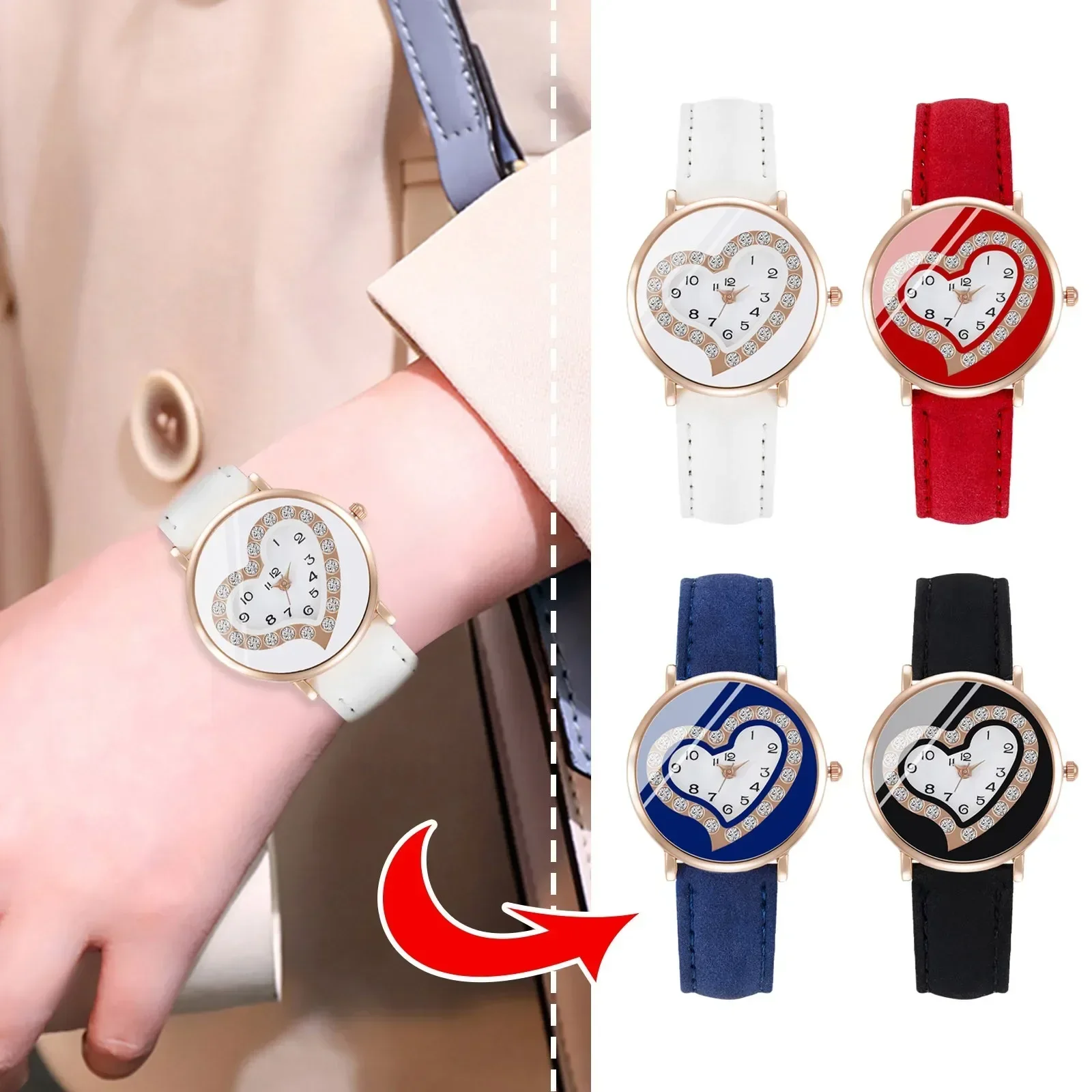 

Дизайн с бриллиантовым циферблатом в форме сердца, женские кварцевые часы, модные повседневные женские наручные часы, простые кожаные часы, подарки Montre Femme Reloj