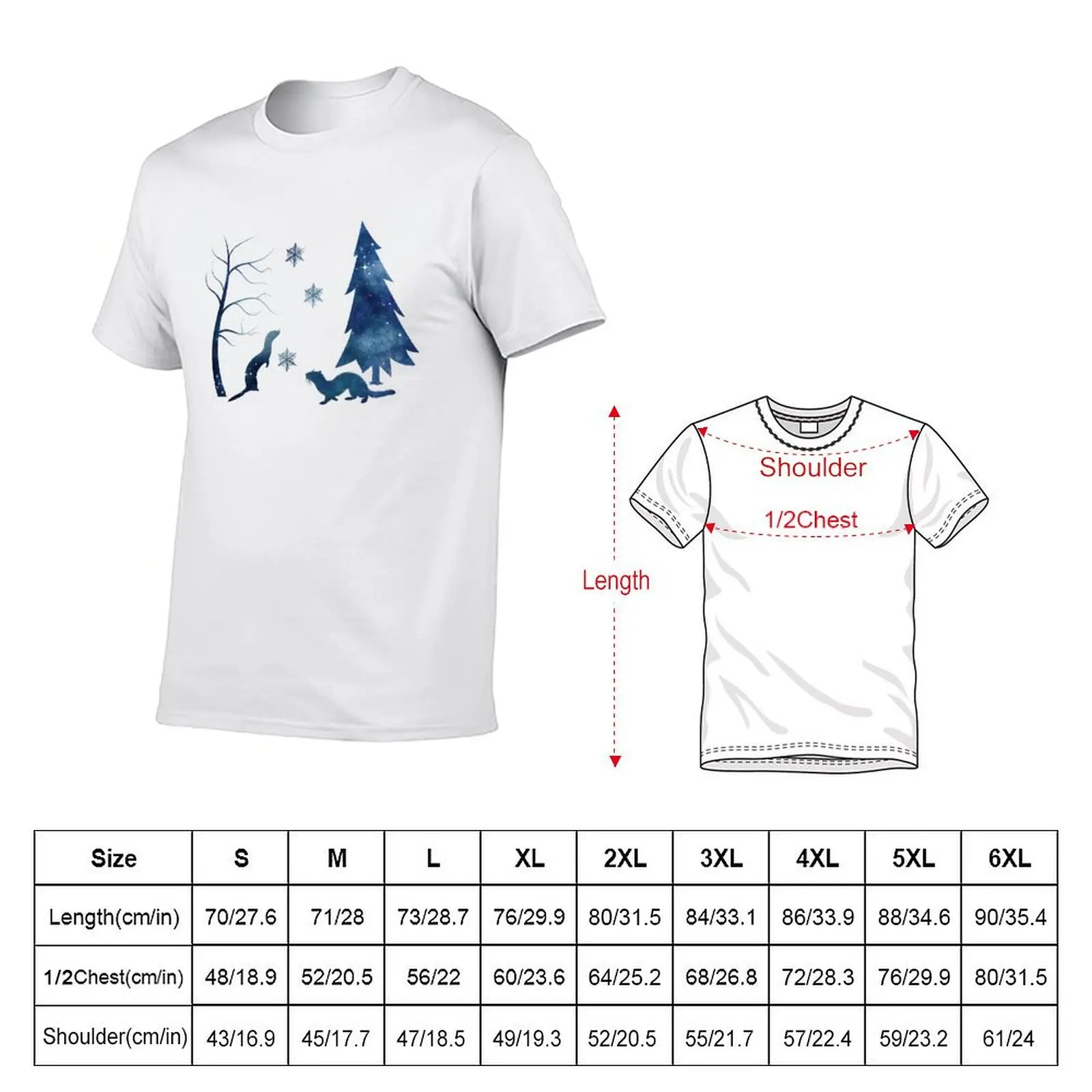 Ferret Winter Silhouette T-Shirt Big Size Short Sleeve Tee for Men