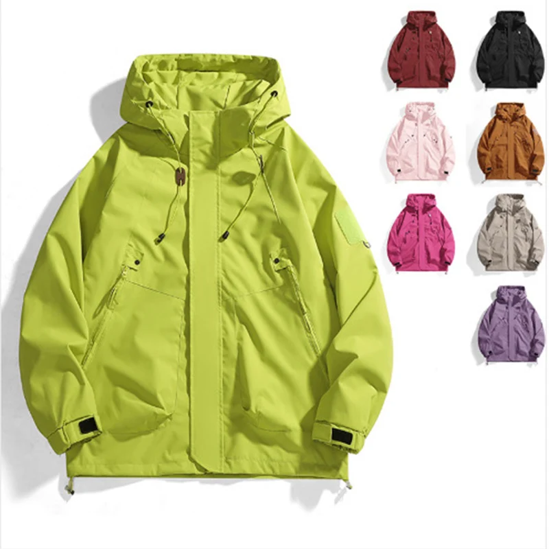 Unisex Spring Autumn Hiking Jacket Muti-Color All-Match Waterproof Windbreaker Chic Pocket Drawstring Fishing Zip Up Jackets