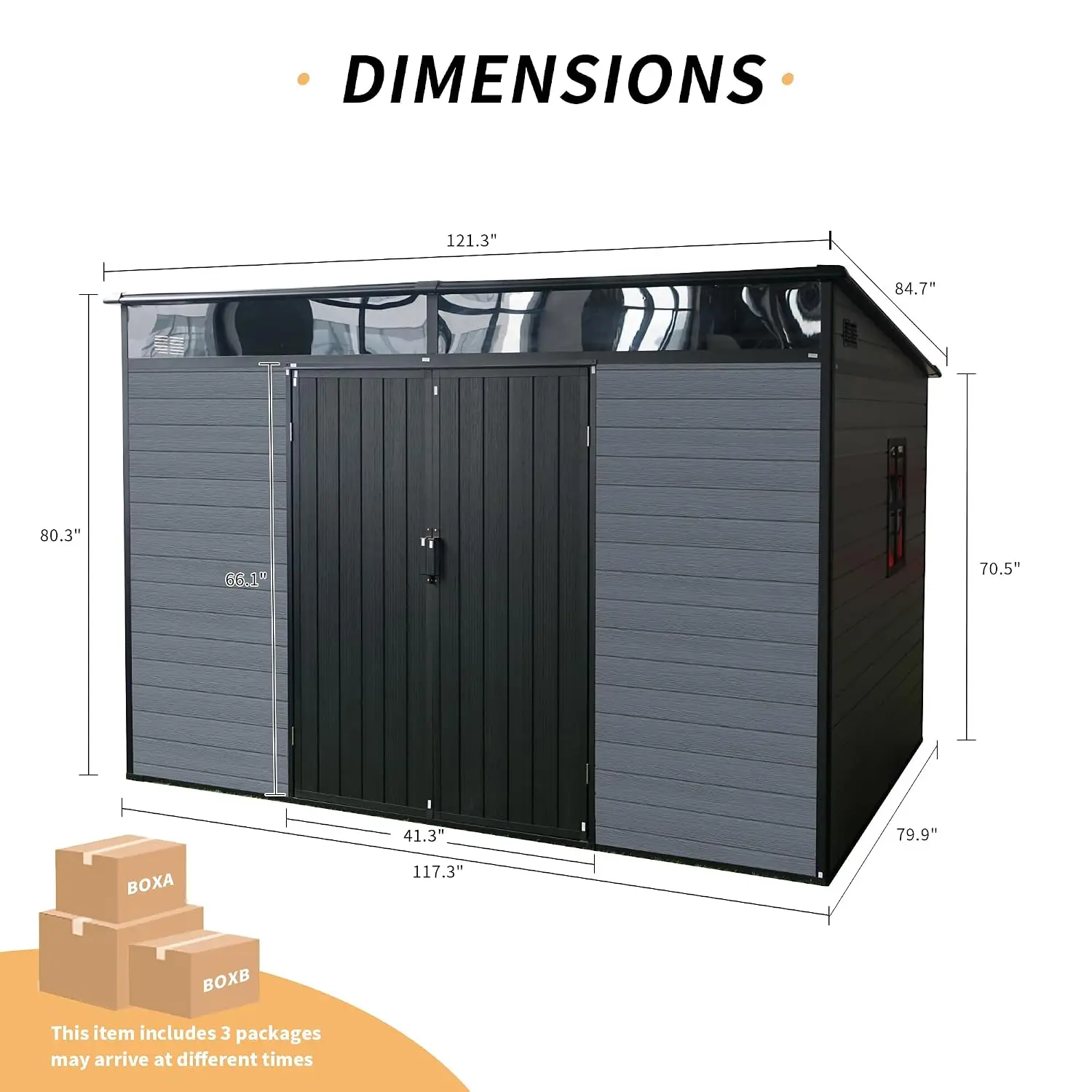 10x7ft Lean to Shed Outdoor Resin Storage with Floor Window & Lockable Doors for Lawn Tools Patio Gear & Bicycles, Customized