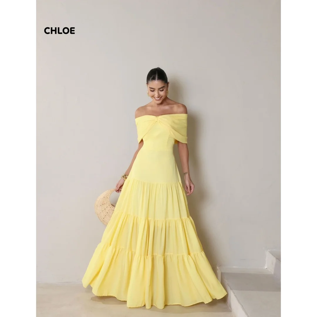 

Short Sleeves Formal and Evening Dresses for Special Occasions Off the Shoulders Ball Gown Dress Yellow Elegant Party Dresses