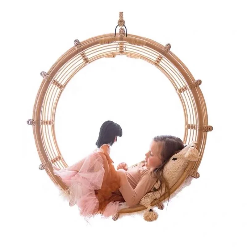 

Retro Swing Hanging Basket Bed And Breakfast Bedroom Children's Room Rattan Woven Hammock Rocking Chair