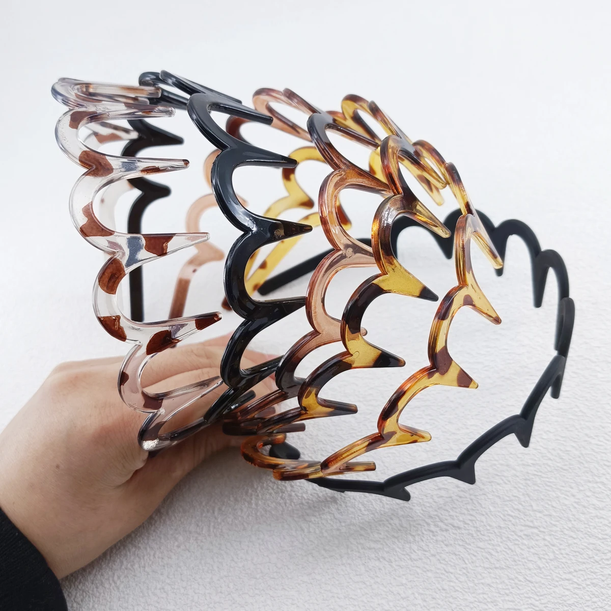 Fashion Wave Headbands for Women Color Retro Tortoiseshell Toothed Non-slip Hair Bands Girl Face Headbands Hair Accessories