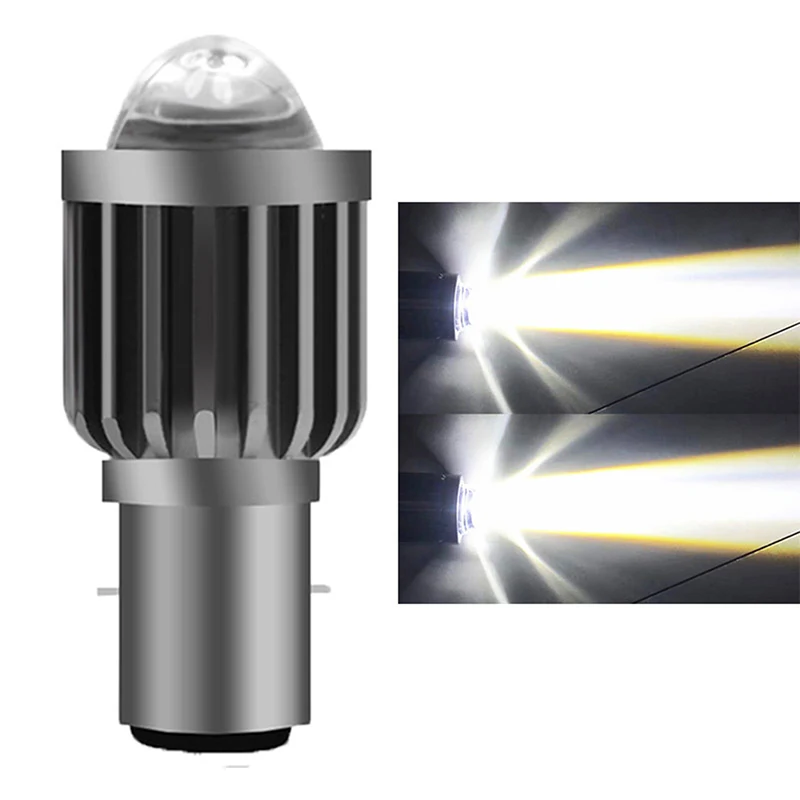 1Pcs CSP 10000Lm H4 BA20D LED Motorcycle Headlight Bulb Lens Yellow Hi Lo Lamp Motorbike Part
