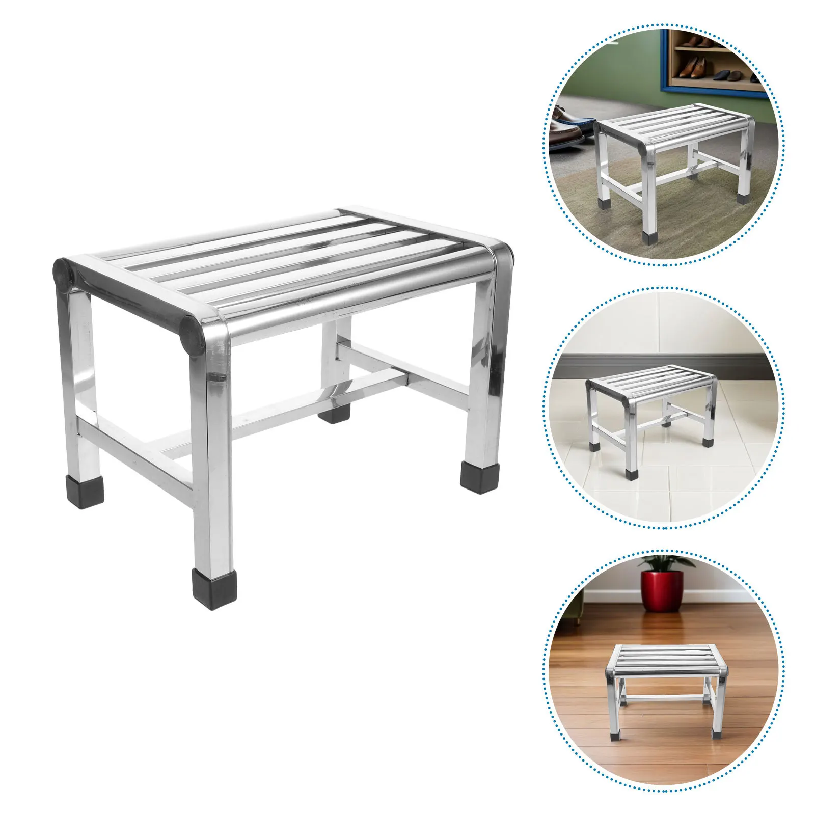 

Waterproof Shower Stool Stainless Steel Non Slip Bath Bench Compact Portable Bathroom Footrest Small Metal Shower Chair For Home