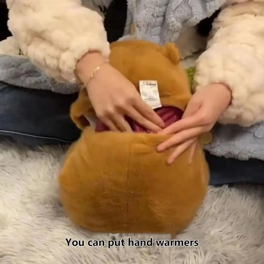 

Плюшевая капибара, чехол для бутылки с горячей водой, мягкая плюшевая игрушка с рисунком капибары, зимняя теплая кукла-капибара, подушка, Рождественский подарок