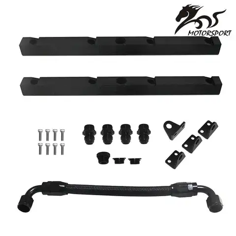 LS1 / LS6 -AN8 high flow BLACK fuel rails w/ fittings & crossover hose YX02850