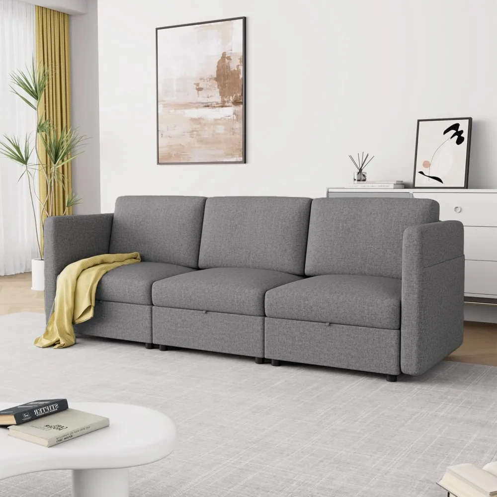 

Modular Sectional Sofa, Comfy Cloud Couch Sectional Sofa, Linen Sofas Sleeper Deep Seat Sofas with Storage Seats for Living Room