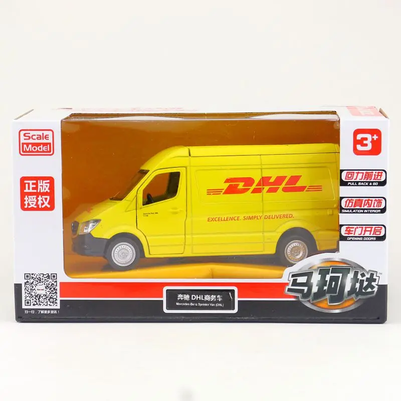 1:36 DHL Benz-Sprinter VAN ginie Model kolekcjonerski samochody ze stopu statycznego samochodu samochód prezent urodzinowy Trasport zabawki dla dzieci