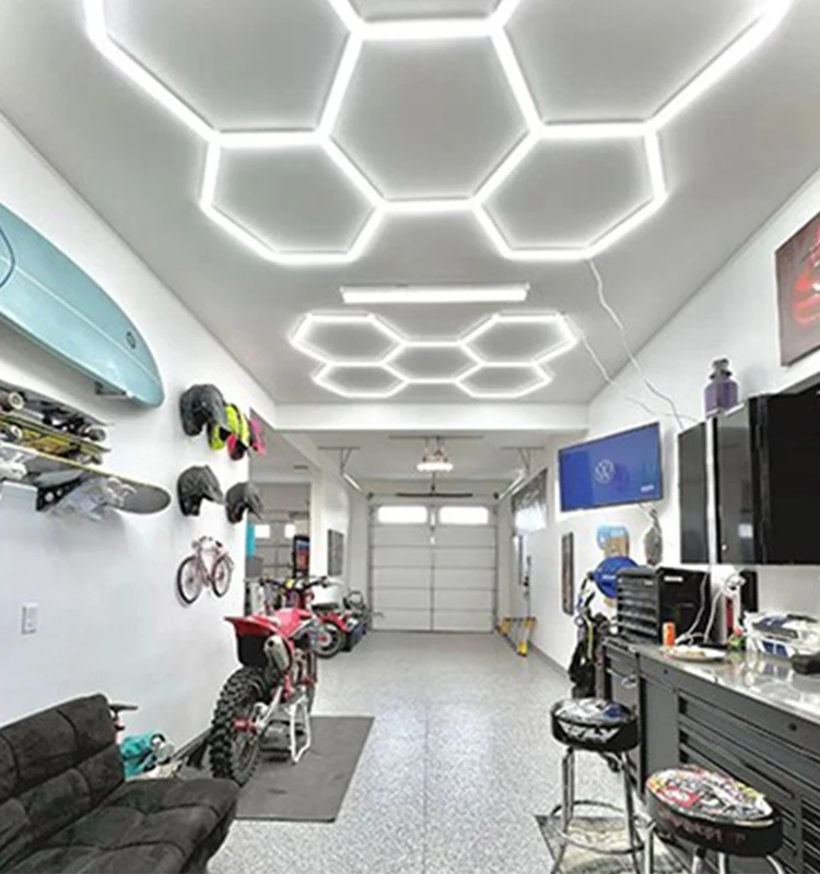 

LED Hexagon Light AC100-240V Honeycomb Ceiling Detailing Lamp For Car Repair Wash Workshop Garage Design